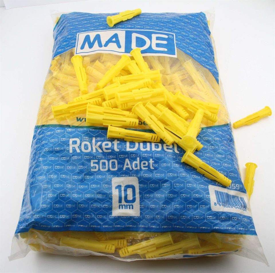 Roket Performans Sarı Dübel 8-10 mm Made 10 mm 500 Adet