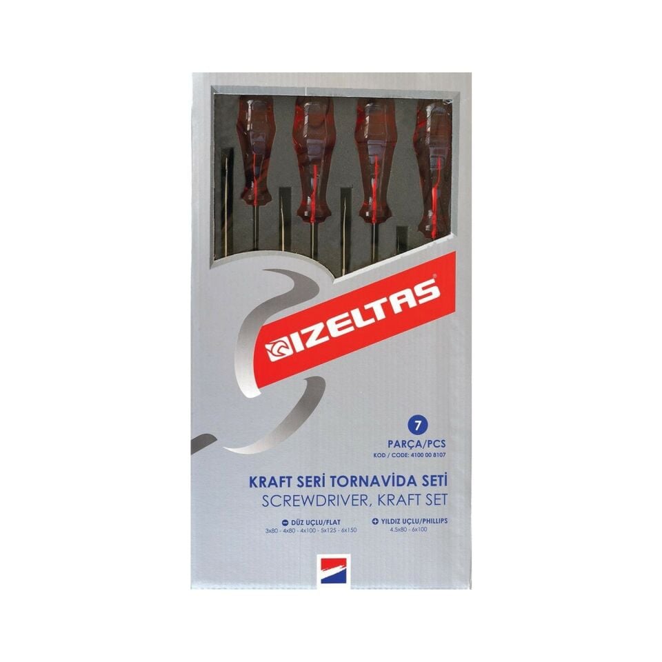 Izeltaş Kraft Seri Yıldız Ve Düz Tornavida Seti 7 Parça