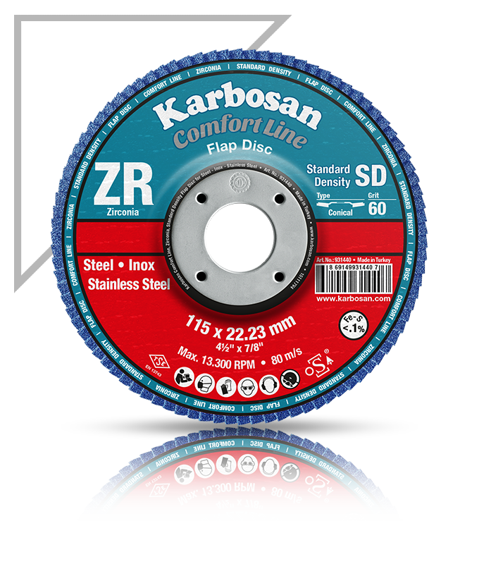 Flap zımpara 115 mm 60 Kum Zr Karbosan