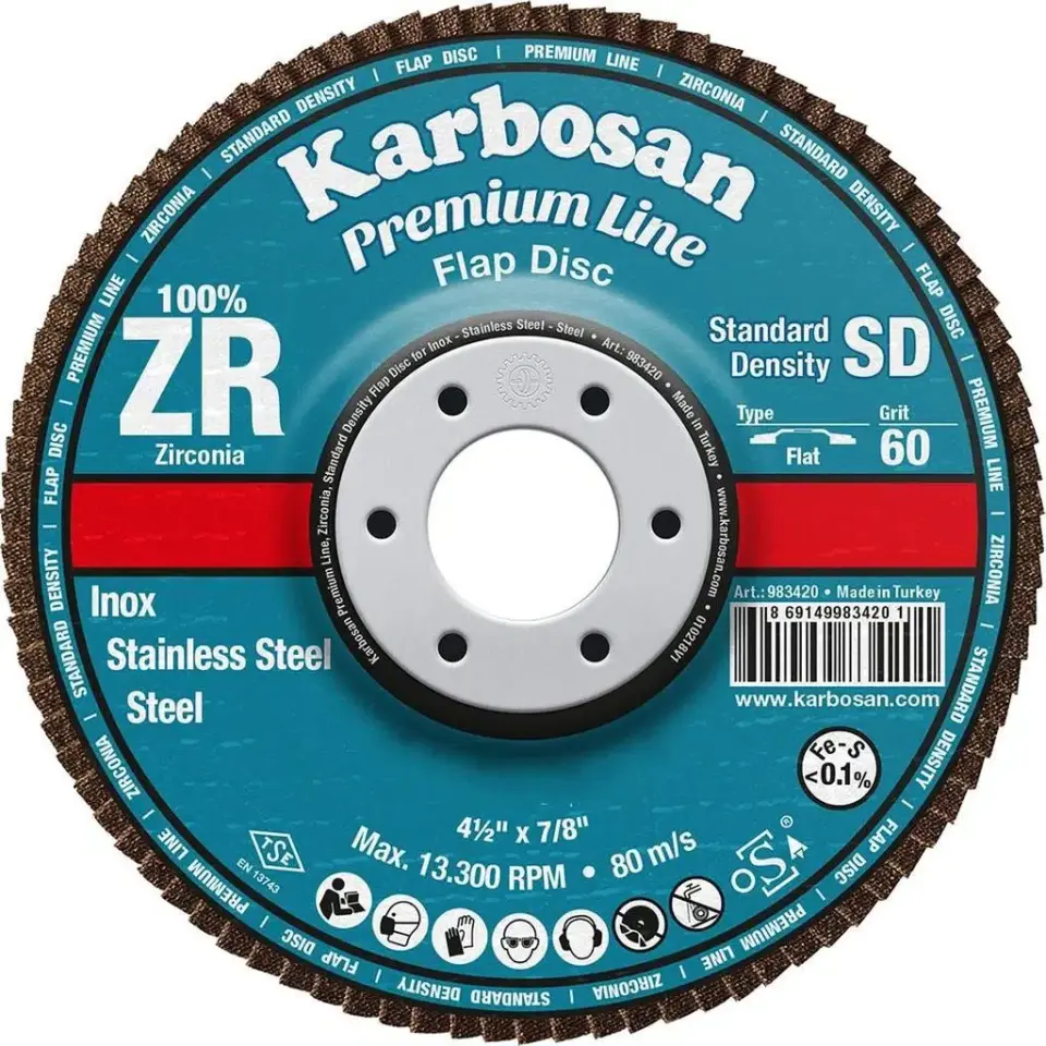 Karbosan 115x22.23 Premium Line ZR SD Flap Disk Zımpara 60 Kum 983460