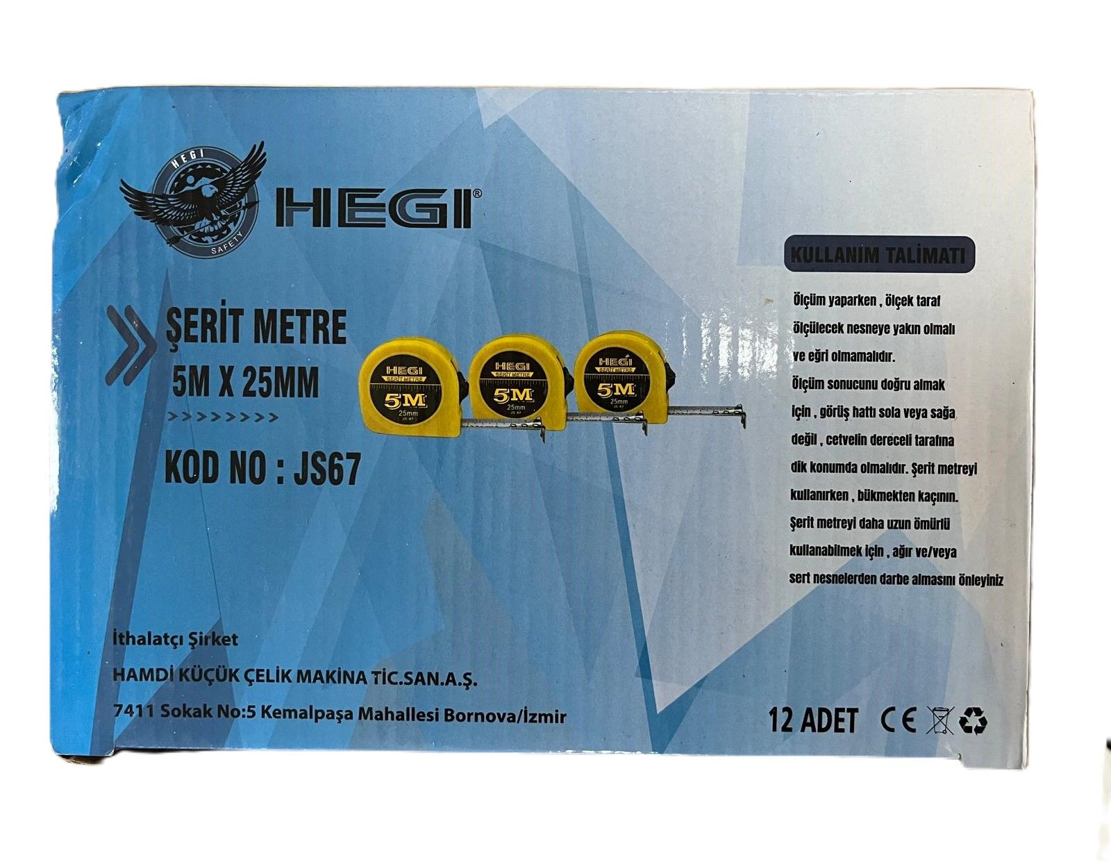 Heği Şerit Metre 5*25 (5 Mt) 12 Adet