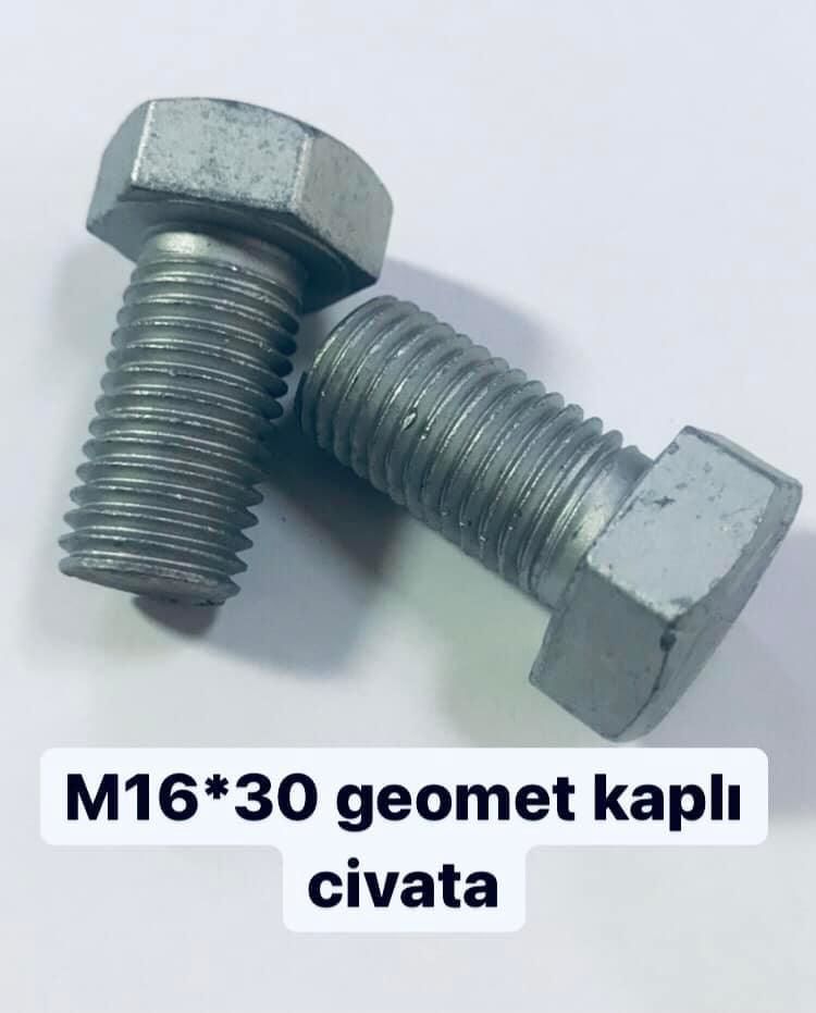 M16*30 Anahtar Başlı Civata Geomet Kaplı Somunlu