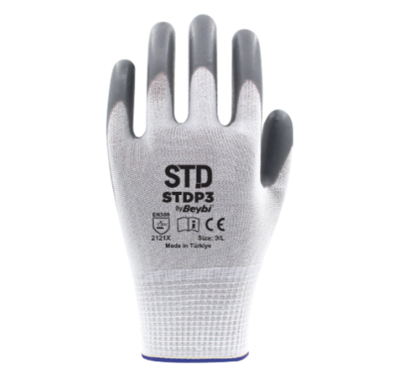 Std Gri Nitril Kaplama Örme İş Eldiveni Ply 3 En388