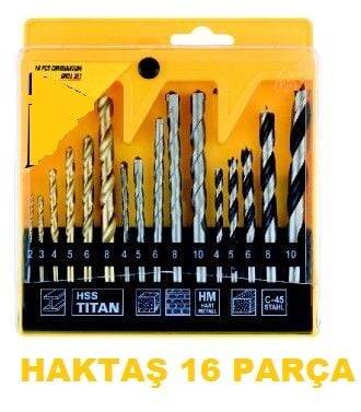 Matkap Uç Seti 16 Parça-Metal-Duvar-Ağaç
