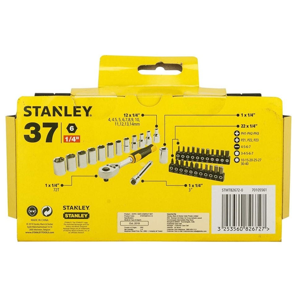 Stanley 37 Prç.STMT82672-0 1/4 Karbüratör Lokma Tak.ve Bits Uç Seti