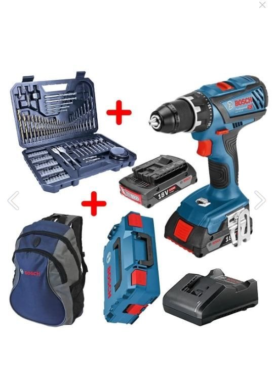 Bosch Sırt Çantası Gsr 18v-28 (2 Akü X 2.0 Ah)  L-boxx +  + V-line 103 Parça Uç Seti