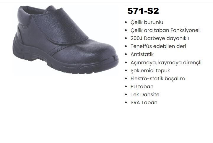 Çelik Burunlu Deri Kaynakçı Ayakkabısı  571-S2