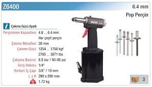 Yama Havalı Pop Perçin Tabancası Z6400 4.8-6.4mm