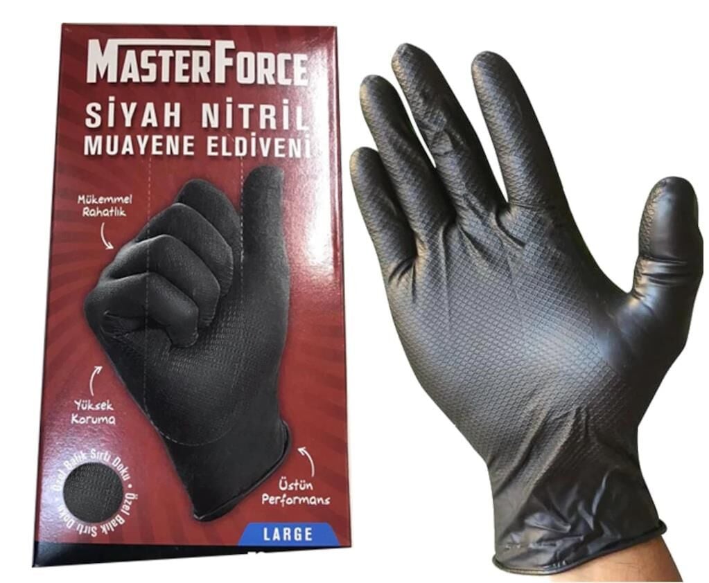 Master Force Siyah Nitril Muayine Eldiveni
