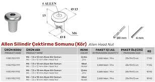 M 6 mm Çektirme Allen Somun