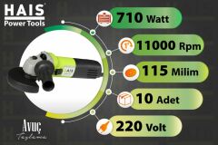 Hais Avuç Taşlama 710w 115 mm