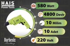 Hais Elektrikli Darbesiz Matkap 10 Mm Ji 6001 580w