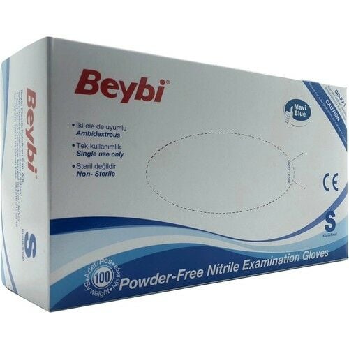Beybi Pudrasız Mavi Nitril Eldiven L-M Beden