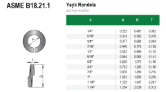 Yaylı Rondela Dın 127 Ölçü Seçenekli 7/16