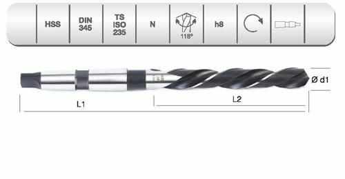 EVAR Silindirik Saplı Mors Konik Saplı Matkap Ucu-Hss 21 mm