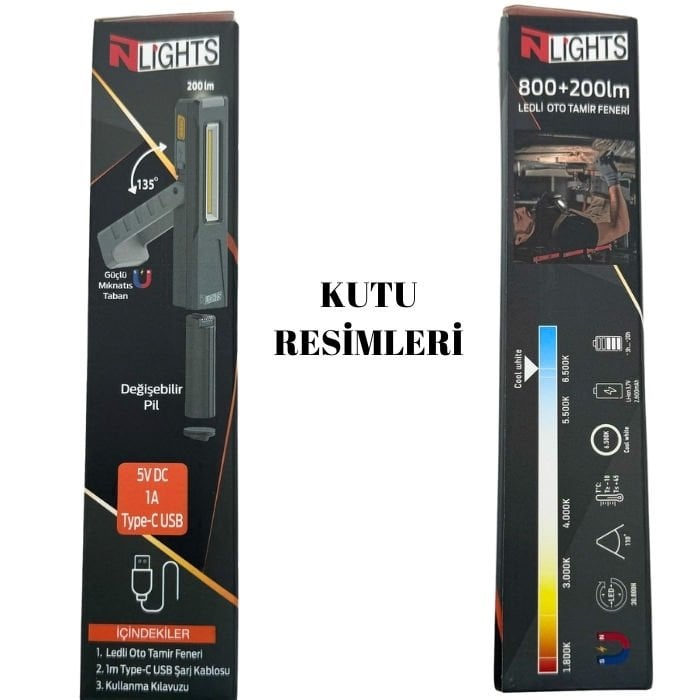 NT Lights 800 + 200 lümen Ledli Oto Tamir Feneri NTLE0820