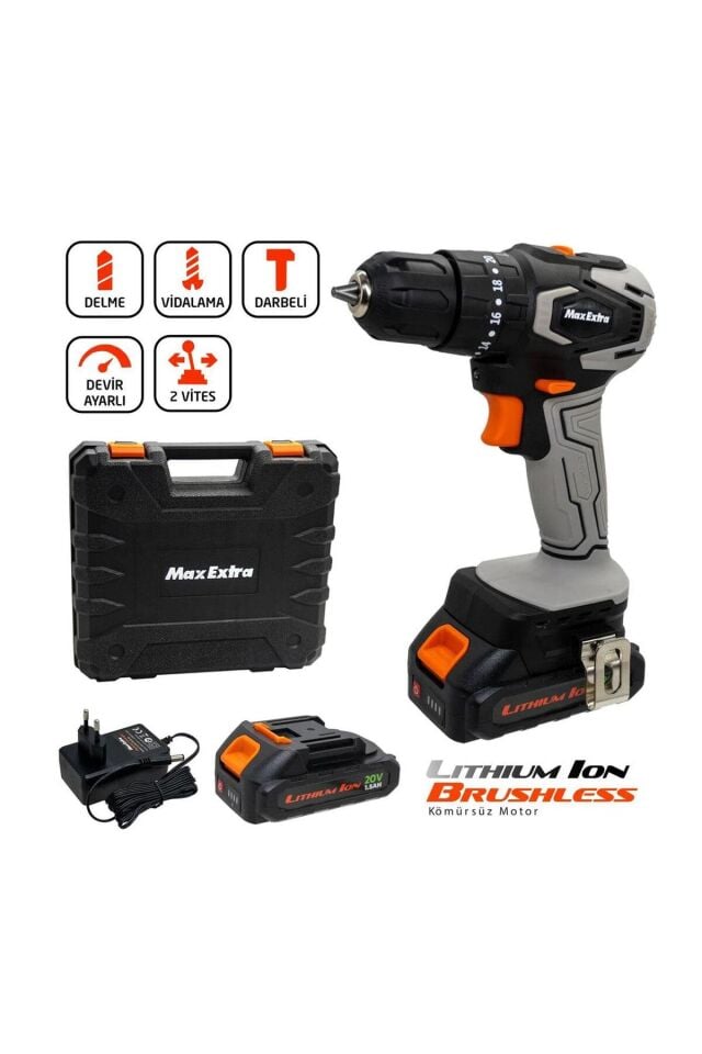 Max Extra MX1830 18V Çift Akülü Matkap ve Vidalama