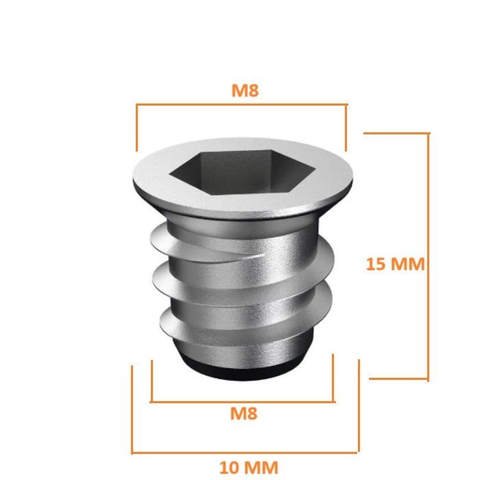 M8 10x15 Mm. Zamak Metal Dübel