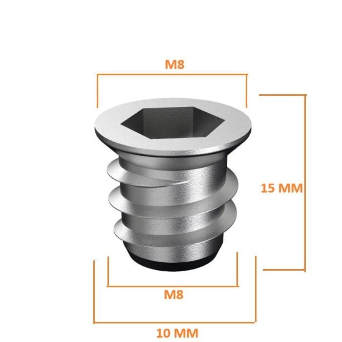 M8 10x15 Mm. Zamak Metal Dübel