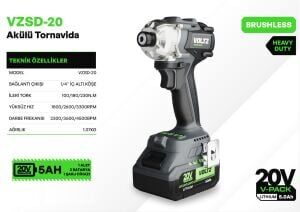 Voltz VZSD-20 Çift Akülü Torklu Vidalama 20V 5Ah