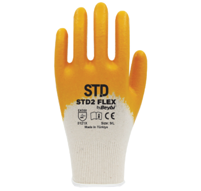 Beybi Std Fleks Eldiven Sarı Nitril İş Eldiveni