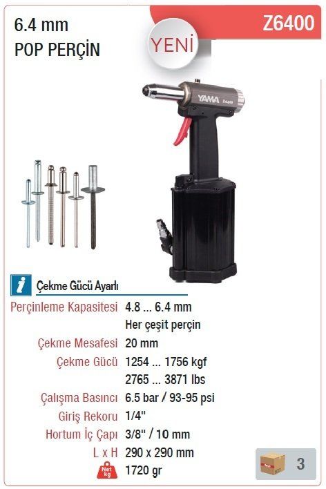 Yama Havalı Pop Perçin Tabancası Z6400 4.8-6.4mm