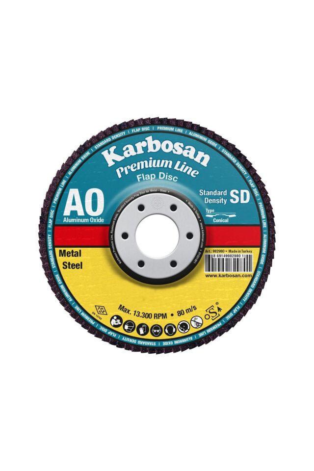 Karbosan Premium Line 180 x 22.23 mm 60 Kum Alüminyum Oksit Flap Disk (983180)