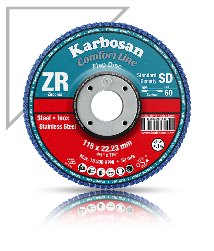 Flap zımpara 180 mm zr 60 Kum Karbosan