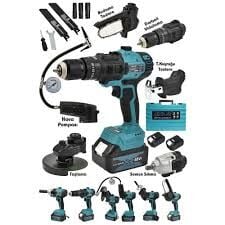 Assur ASR1029 21V Çift Akü 6 Başlıklı Set Mavi