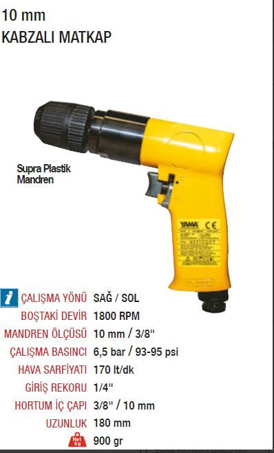Yama AT4031C 10 mm Havalı Matkap Supra Mandren