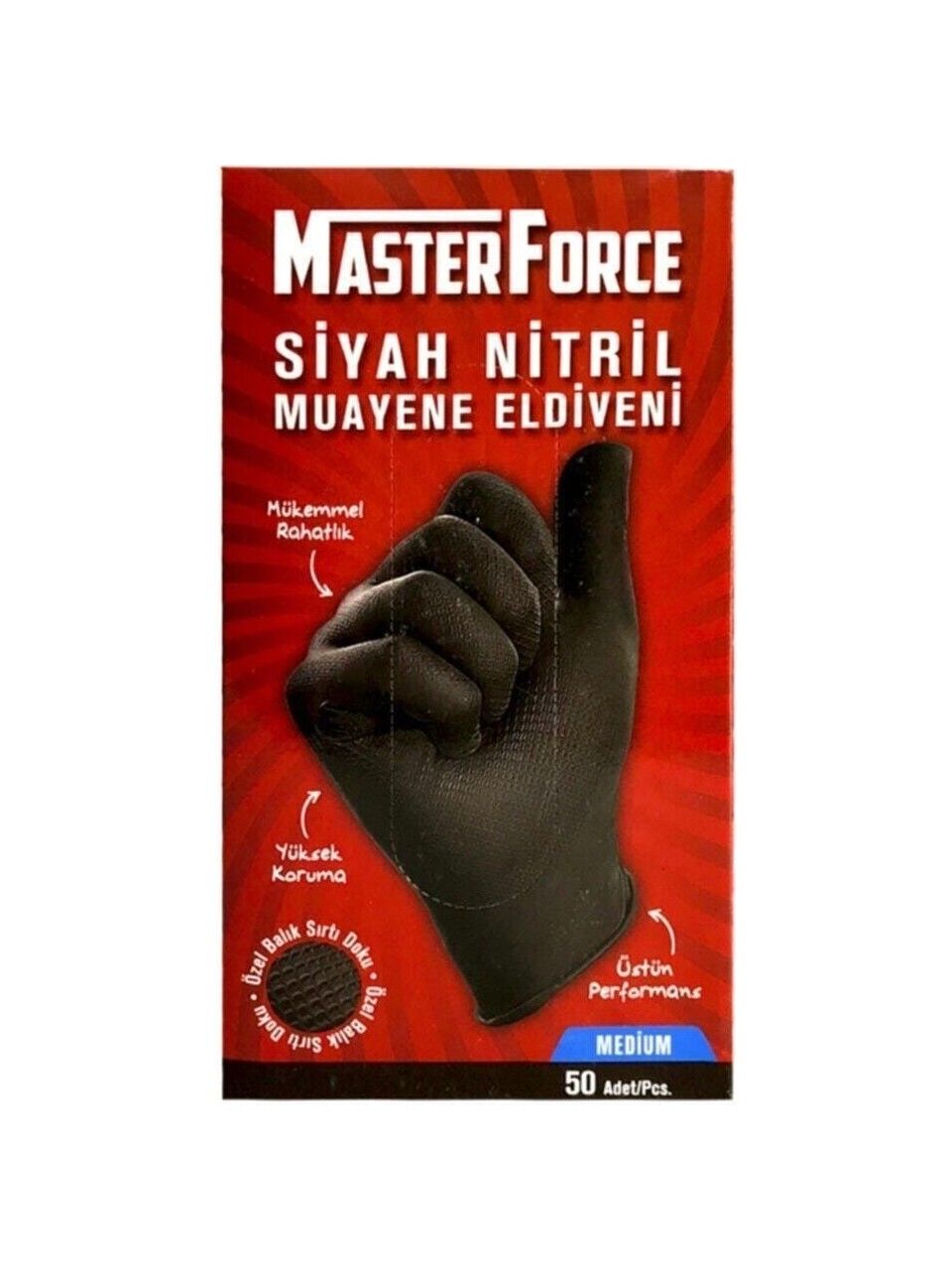 Master Force Siyah Nitril Muayine Eldiveni
