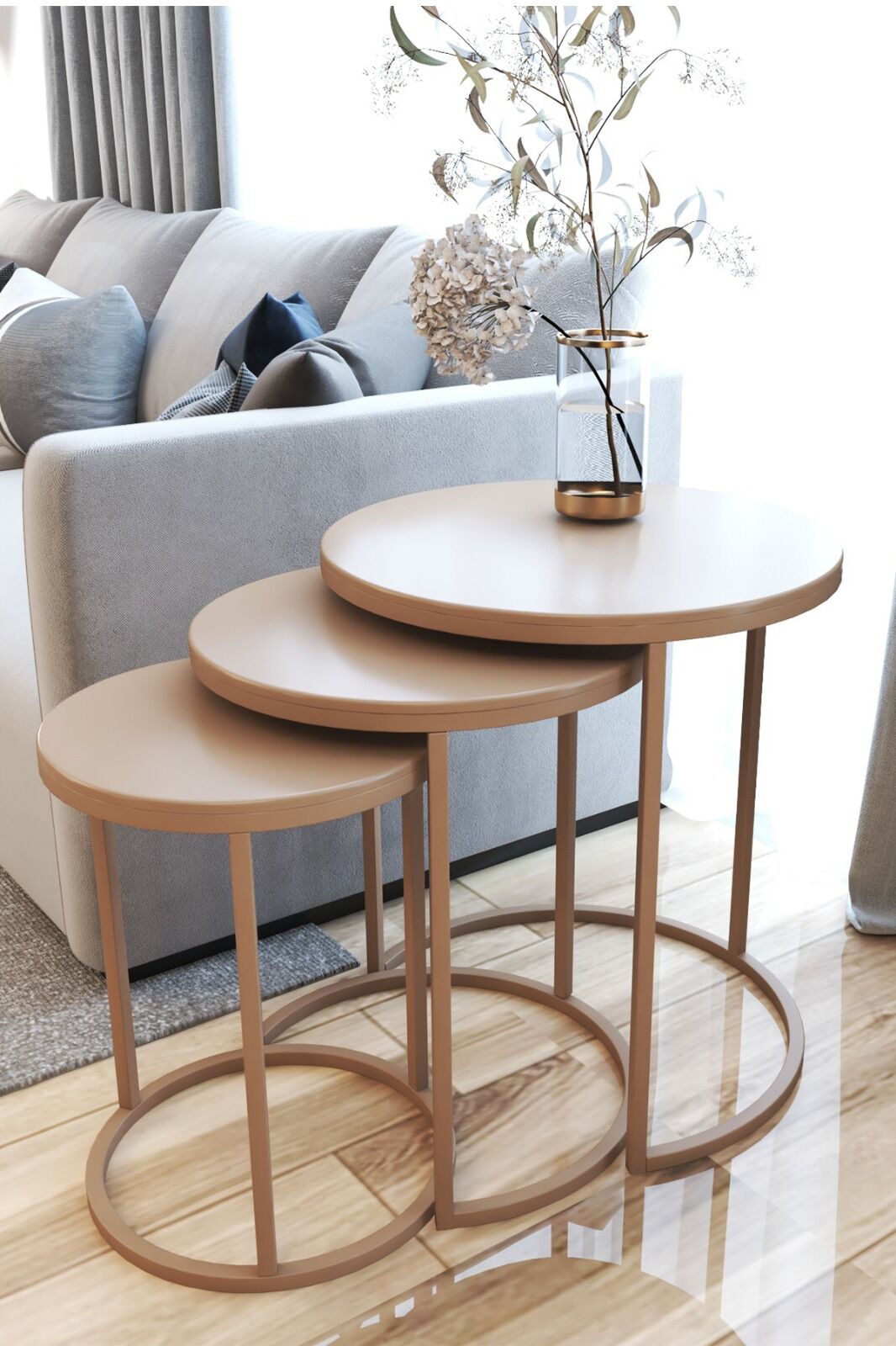 3'lü Lüx C Zigon Sehpa Cappuccino