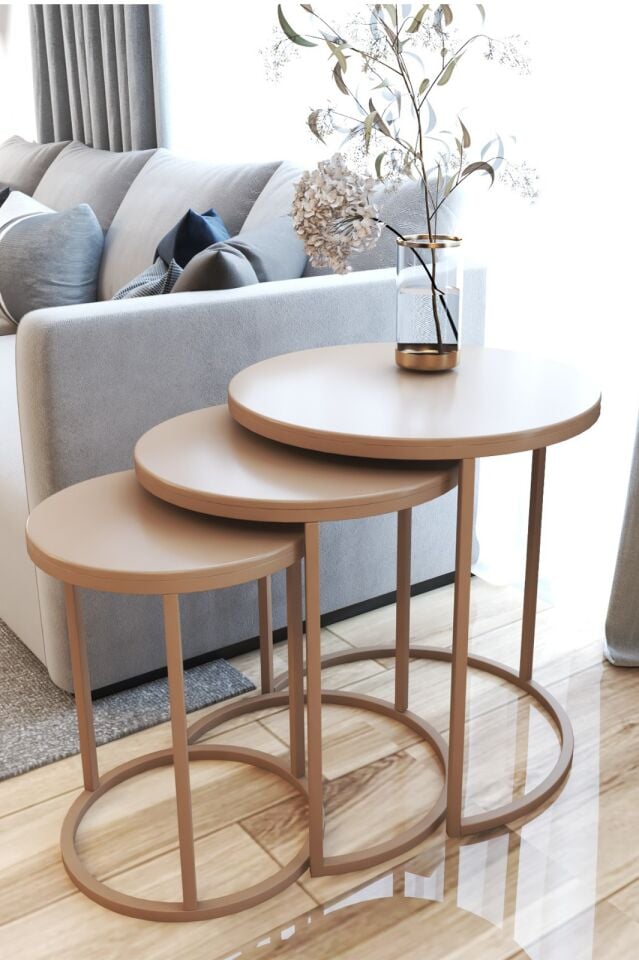 3'lü Lüx C Zigon Sehpa Cappuccino