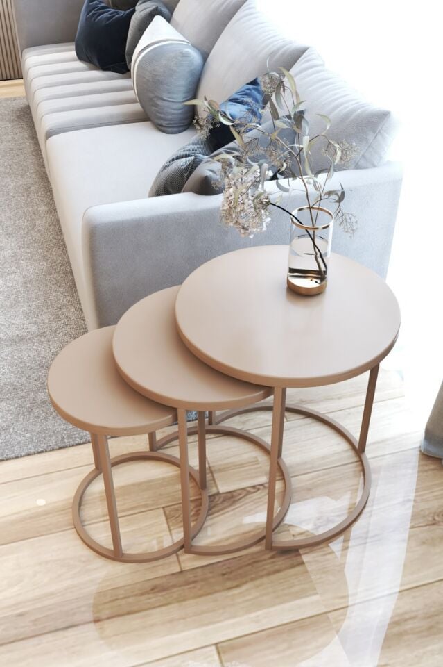 3'lü Lüx C Zigon Sehpa Cappuccino