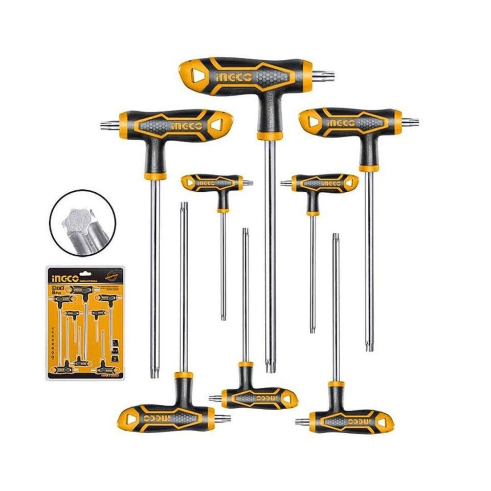 Ingco HHKT8083 Endüstriyel 8'li T Kollu Torx Anahtar Seti