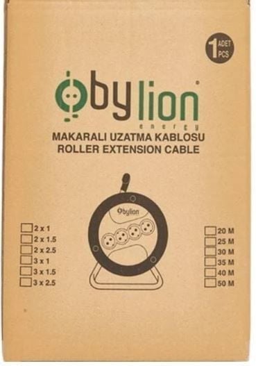 Bylion Makaralı Seyyar Uzatma Kablosu 3x1.5 mm 20 Metre