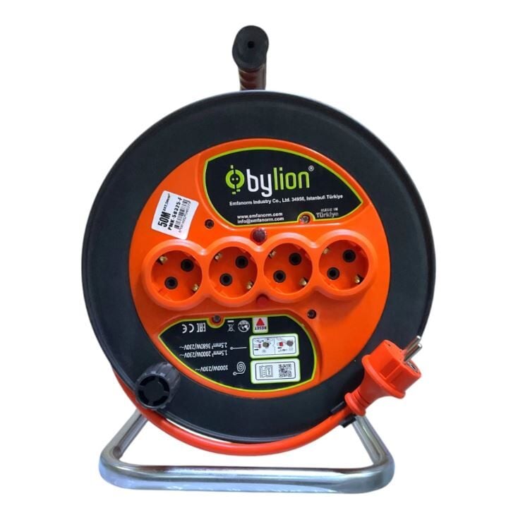 Bylion Makaralı Seyyar Uzatma Kablosu 3x2.5 mm 50 Metre