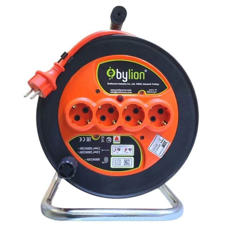 Bylion Makaralı Seyyar Uzatma Kablosu 3x2.5 mm 30 Metre