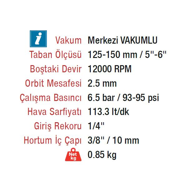 Rotake RT-2151 150 mm 10000 Rpm Hav. Orbital D. Zımpara Vakumlu