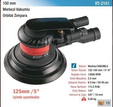 Rotake RT-2151 150 mm 10000 Rpm Hav. Orbital D. Zımpara Vakumlu
