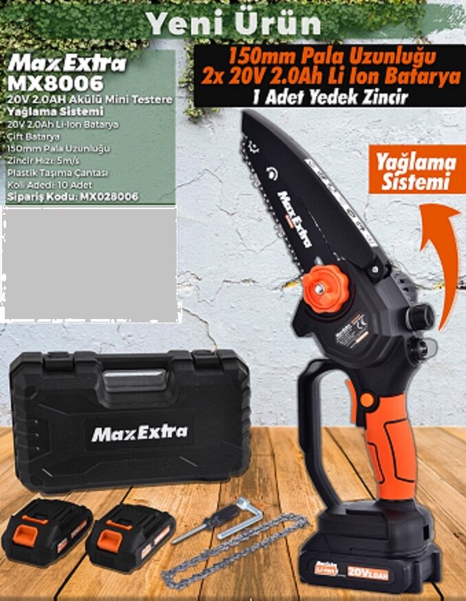 Max Extra Akülü Zincirli Testere Yağlama Sistemli MX8006 150mm Pala