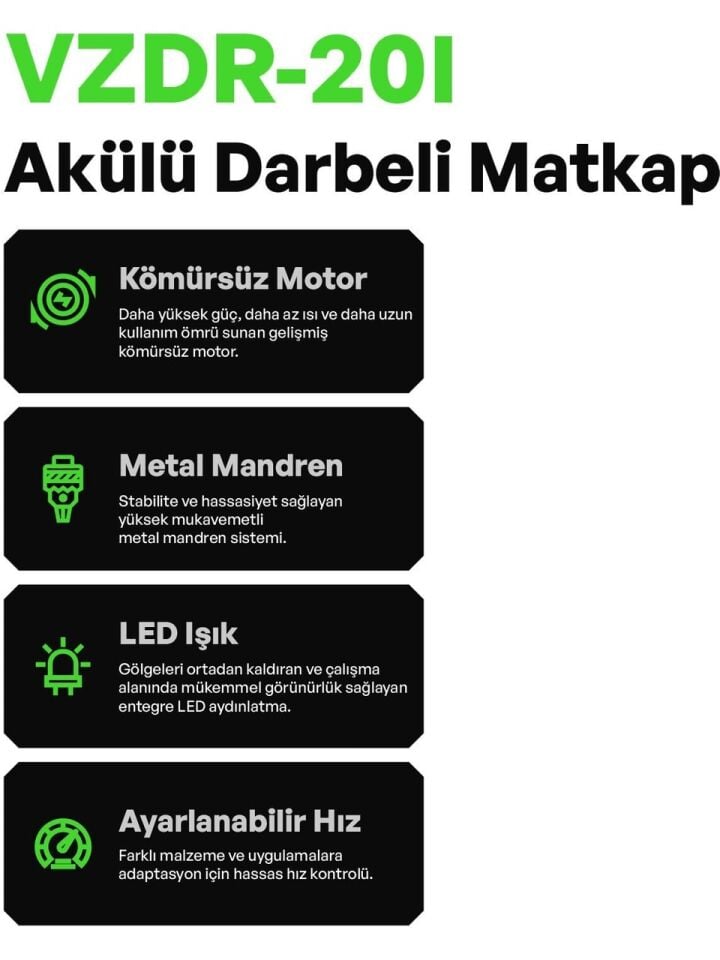 Voltz VZDR-20I Akülü Darbeli Matkap