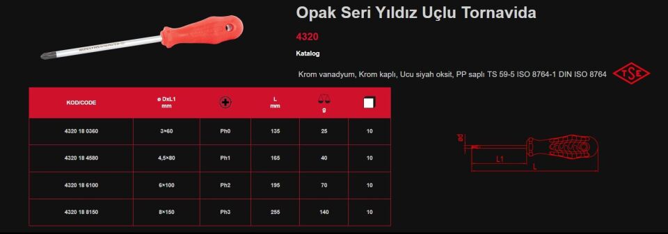 İzeltaş 3*60 Yıldız Tornavida Opak 4320
