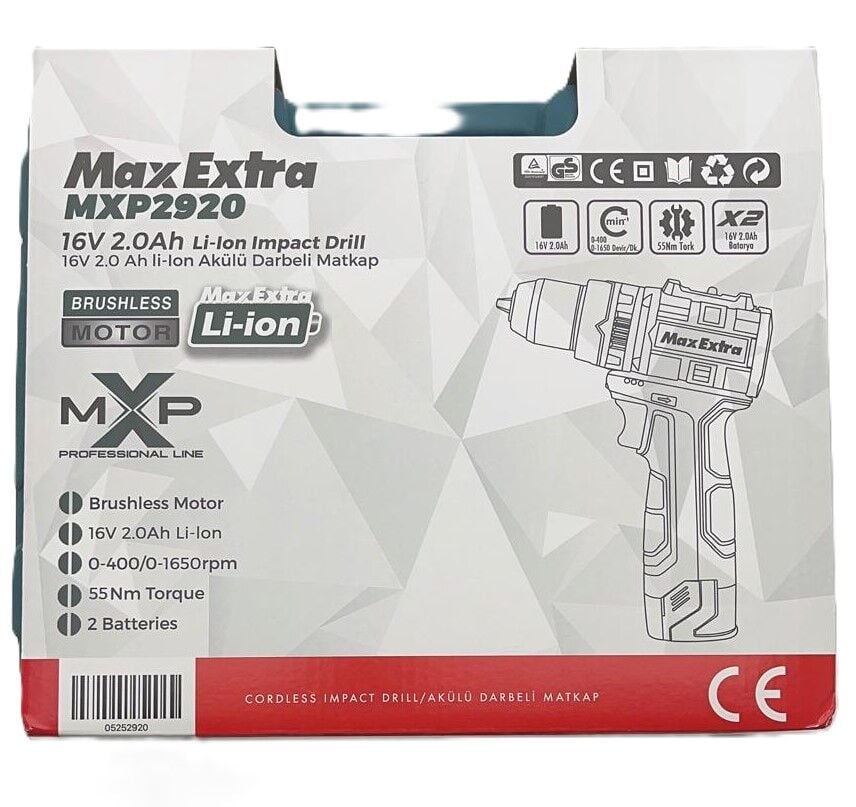 Max-Ekstra Mxp2920 Çift Akülü Matkap 16v 2 Ah