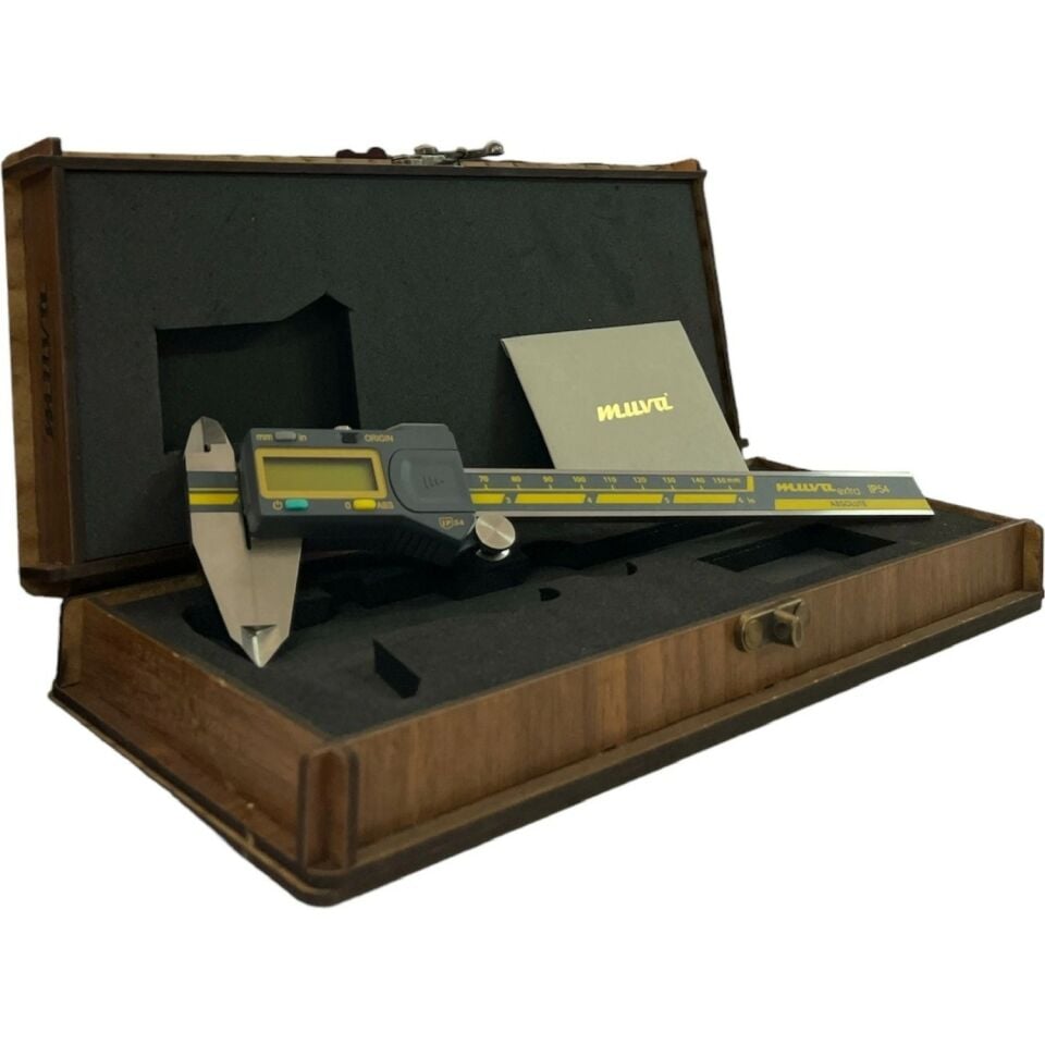 Muva 150mm Dijital Kumpas Kahverengi Ahşap Kutu IP54