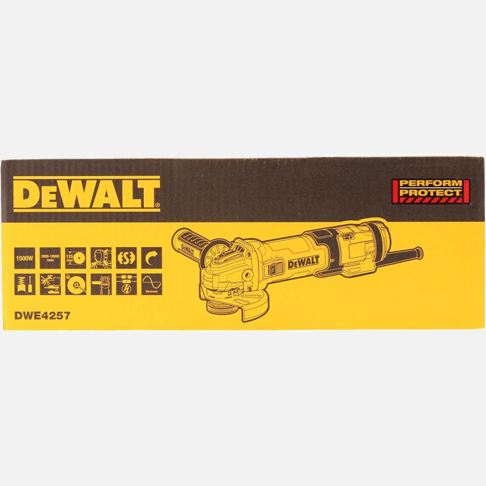 Dewalt DWE4257 1500 Watt 125mm Devir Ayarlı Profesyonel Avuç Taşlama