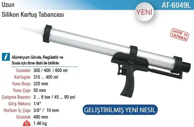 Yama At-6049L Uzun Havalı Sosis Silikon Kartuş Tabancası