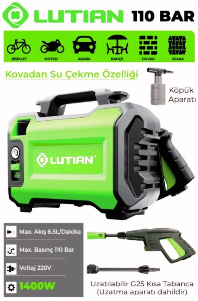 Lutian LT2161 1400W 110 Bar Basınçlı Yıkama Makinesi
