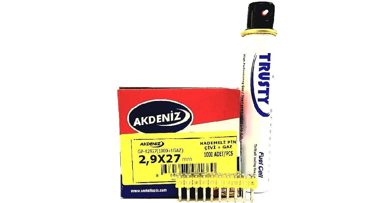Akdeniz Çivisi 27mm +Gaz 1000 Adet