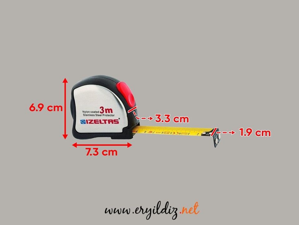 İzeltaş Şerit Metre Krom 3 Metre